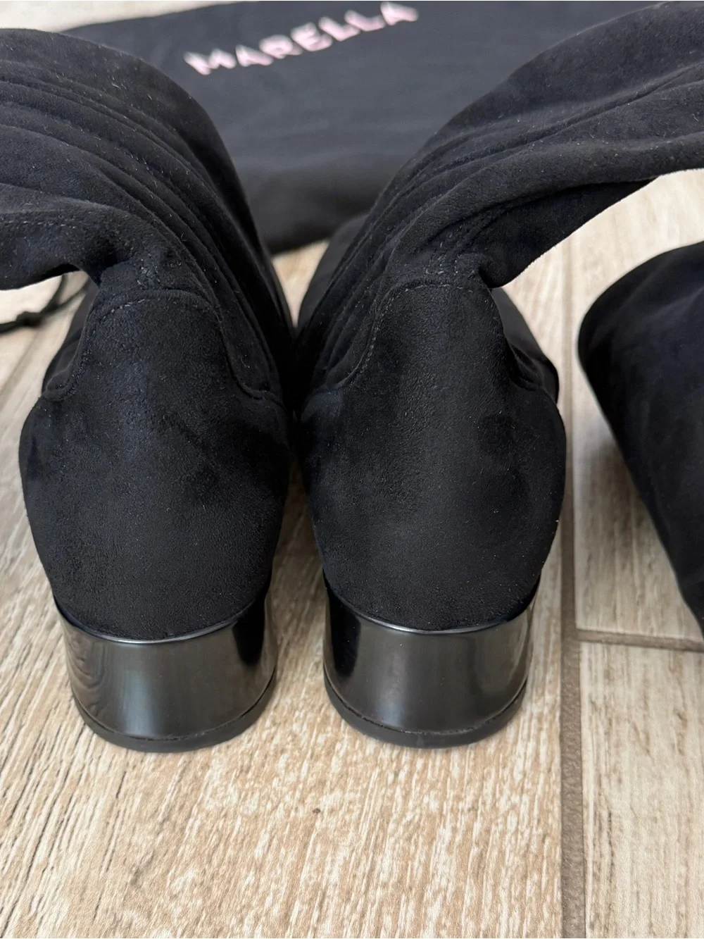 Marella Black Knee-High Suede Boots